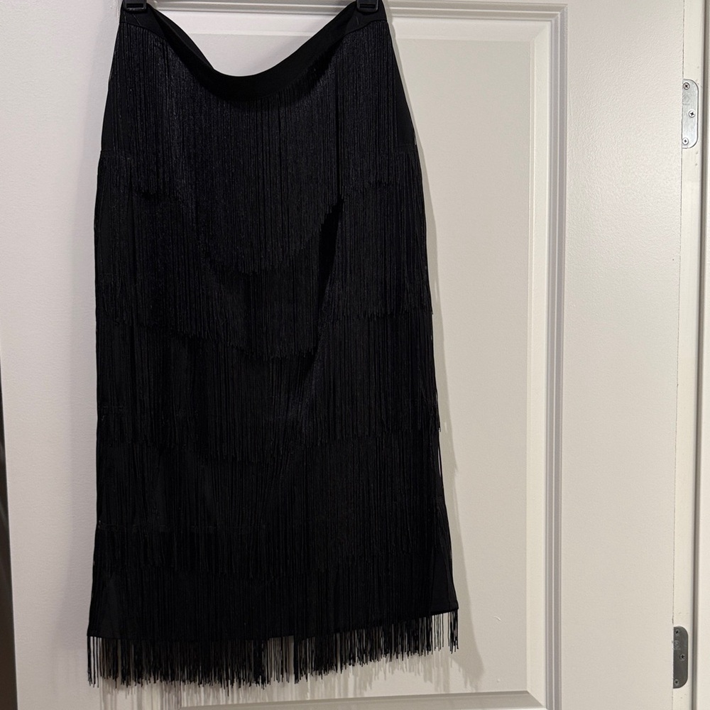 Elegant Black Fringe Skirt